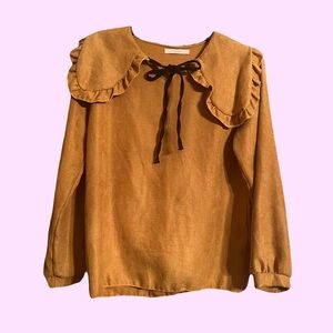 Gold Ruffle Collar Blouse